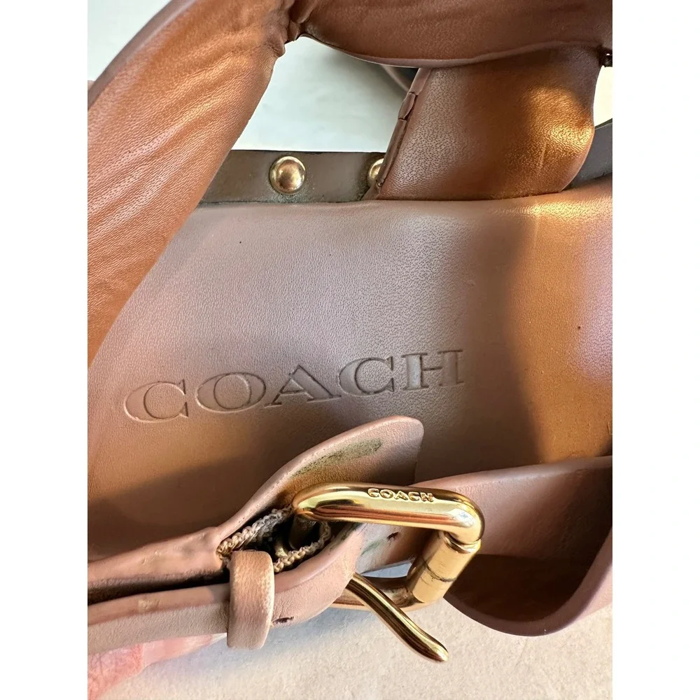 Coach C4376 Gemma‎ Leather Crossover Sandals Size 8B Pink Studded Sling Back